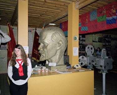 A scupltured Lenin head displayed in Grutas Park. The sculpture garden of Soviet-era statues and displays of other ideological relics, was founded by the Lithuanian entrepreneur Viliumas Malinauskas....