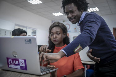 Students during an Artificial Intelligence course at the Accra Digital Centre Institute.