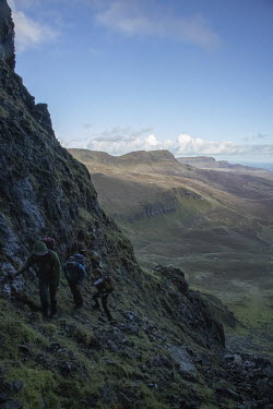Ascending onto the Trotternish Ridge near Lealt on the northern section of the Skye trail.