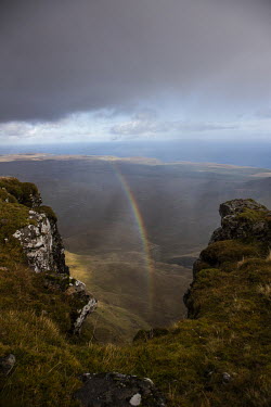 A rainbow seen below the Trotternish Ridge near Lealt on the northern section of the Skye trail.