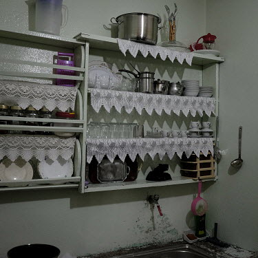 Glasses and other crockery in the home of Wardeh (25), a Syrian widow, now living in a small, spartan apartment in Duztepe, one of the poorest districts in Gaziantep.