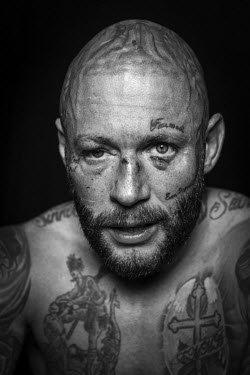 Chris Wheeldon, who won his fight against Seamus Devlin, at the Ultimate Bare-Knuckle boxing competition at Manchester's Bowlers Exhibition Centre, Old Trafford.