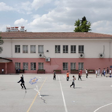 Syrian and Turkish children play together at a mixed school in central Gaiantep.