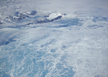 An aerial view over Greenland.