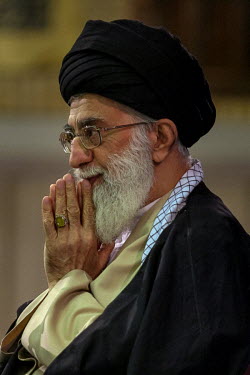 Supreme leader Ayatollah Ali Khamenei delivers a speech.