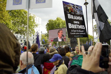 Labour Politician Sir Kier Starmer addresses Anti-Brexit protesters on the Peoples' Vote March demonstration walk to the Houses of Parliament in Westminster. An estimated 1 million people took part in...