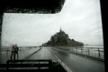 The causeway that leads to Mont Saint Michel.