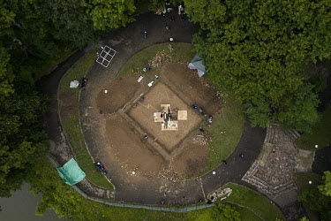 An aerial view of the King's Bastion, where French and Russian scientists have found what they think to be the burial place of General Gudin, who died after being hit by a canon ball during Napoleon's...