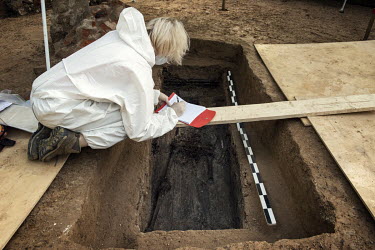 Tatyana Shvedchikova, an anthropologist from the Archeology Institute of the Russian Science Academy, documenting information at excavations on the King's Bastion, where French and Russian scientists...