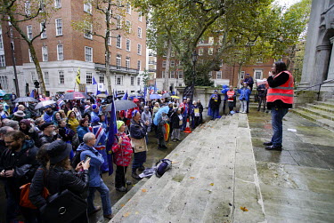 Steve Bullock addresses Anti-Brexit activists and EU citizens from the from @the3million group on the 'Rally for Our Rights' march in Smith Square.