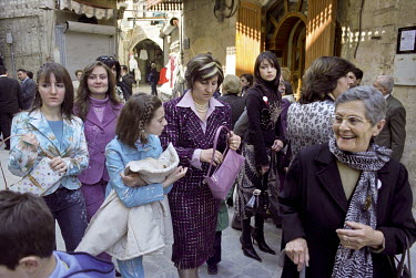 Armenian Syrians leave the Forty Martyrs Armenian Cathedral in the old Christian quarter of Al-Jdeida after the Easter Mass.