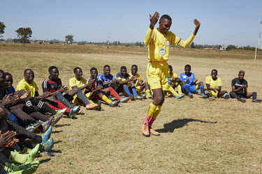 Members of the Young Napsa Stars Football Club training at the University of Lusaka.