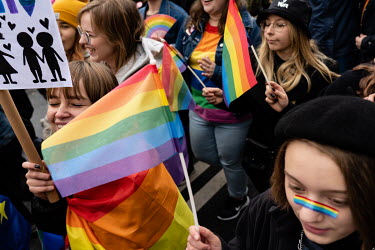 A strong police precence ensured that a LGBT pride march through the town was protected from nationalists and anti-gay rights activists who gathered nearby to protest the march.