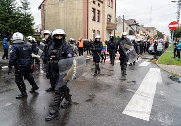 A strong police precence ensured that a LGBT pride march through the town was protected from nationalists and anti-gay rights activists who gathered nearby to protest the march.