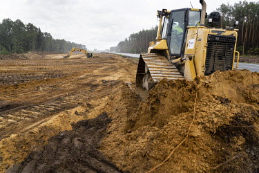 Construction machines prepare the ground for the 'Via Carpathia' expressway, a multi-lane road that will link the Baltic States, eastern Poland, Slovakia and Romania.