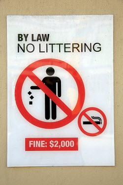 A 'no littering' warning sign.