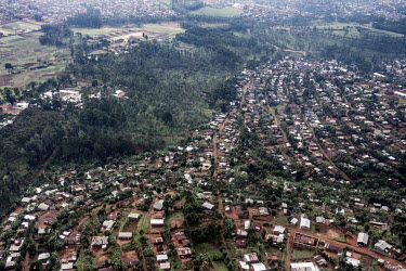 An aerial view of a town in North Kivu.