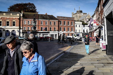 People walk through the historic town of Romsey, in the borough of Eastleigh.