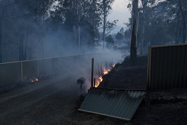 An out of control fire in Hillville damaged parts of Silvia Rowort's property in Hillville. Weather conditions in New South Wales (NSW) have made circumstances ideal to spread catastrophic fires.
