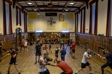 Children training at the Redcar Amateur Boxing Club, set up by ex-steelworker Frankie Wales in 1999 ''to get youngsters off the streets and steer them away from drugs and crime.''