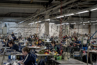 Workers at O'Neill's, a clothing manufacturer based very close to the border with Ireland. Although the warehouse is located in the UK, most of it's products are sold over the border in Ireland.
