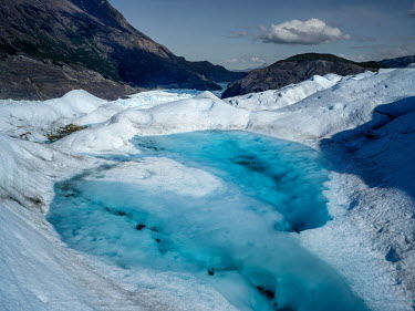 A glacial lake that has formed near the Gray Glacier in southern Chile which has retreated 2 kilometres over the past 30 years. In Chile, 95% of glaciers are melting and shrinking.