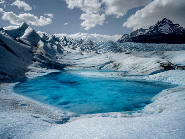 A glacial lake that has formed near the Gray Glacier in southern Chile which has retreated 2 kilometres over the past 30 years. In Chile, 95% of glaciers are melting and shrinking.