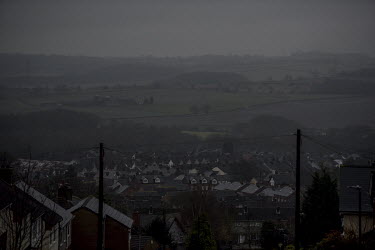Mist and rain clouds hang over the town of Bolsover on the day of the 2019 General Election.