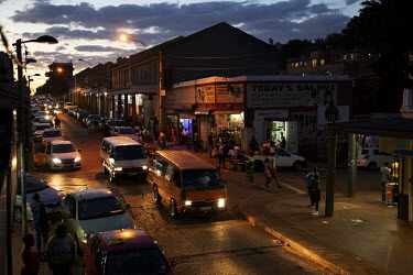 Traffic and people on Rockey Street in the Johannesburg suburb of Yeoville.