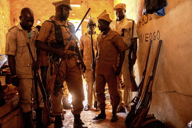 'Koglwegos', an armed self-defence militia group ,mostly made up of men from the Mossi ethnic group, patrolling in a village. In the absence of law and security the vigilante group, to the alarm of ma...
