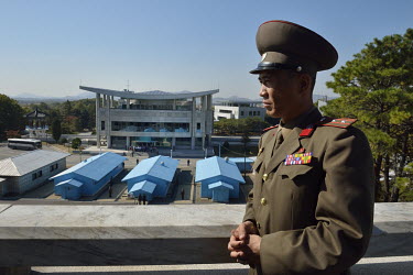 Soldiers in the military demarcation zone (DMZ) with South Korea.