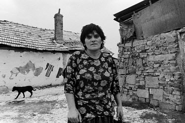 A woman in Roma settlement.