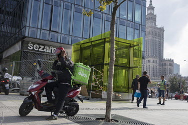 Uber Eats delivery driver Suraj Patel, a migrant from India, in central Warsaw.