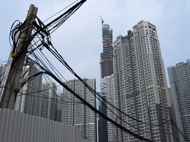 Landmark 81, a high rise residential tower under construction in the city centre.