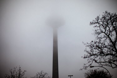 The 'Eurotower' shrouded in mist.