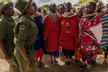 During the official presentation of the 'Lionesses', all female Maasai rangers, women from the Masaai community sing welcome songs and dance. The 'Lionesses' answer them by joining their dances. In it...