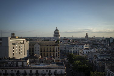 A view over the old city towards the Capitolio Nacional de la Habana (National Capitol building').