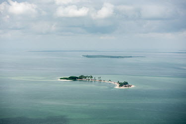 An aerial view of Nyangai island, one of the Turtle Islands archipelago.