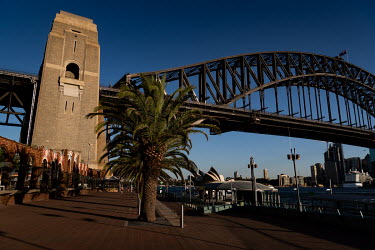 The foreshore around the Sydney Harbour Bridge and Opera House are usual busy with tourists, today people are staying away due to concerns over the spread of coronavirus.