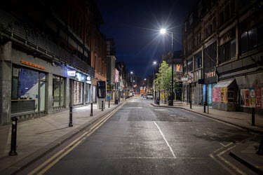 An empty street, in Manchester's Northern Quarter on a Saturday evening during the coronavirus lockdown.