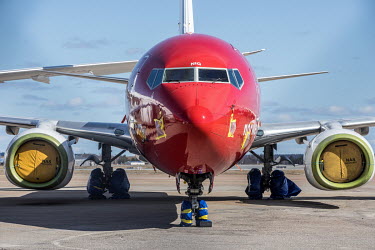 A Norwegian.com aircraft mothballed as it is grounded due to the coronavirus crisis.   Norwegian authorities introduced measures to combat the coronavirus leaving Gardermoen Airport, deserted.   R...