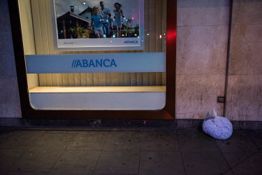 A bag of shredded documents left on the pavement outside a Geneva branch of a Spanish bank, in week two of stage one of a three stage de-confinement process, in the eighth week after the start of the...