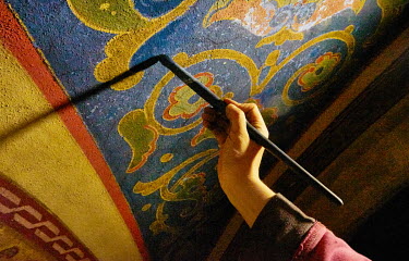 An artist painting the ceiling during the restoriation of the Pilsne Great Synagogue. The Great Synagogue was built in Moorish-Romanesque style in 1893. It is the third largest synagogue in Europe and...