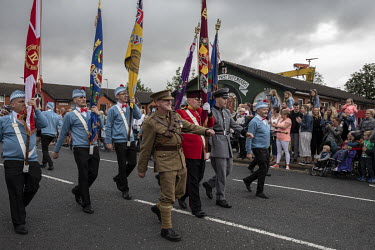 Various Orange Order and Protestant Loyalist marching bands return home to their respective neighbourhoods in east Belfast at the end of the 12th of July parade that commemorates the Protestant victor...