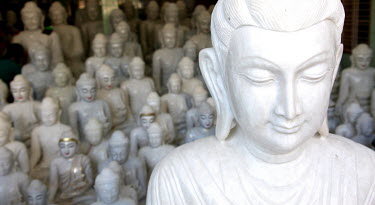Buddha statues at a factory near the Mahamuni Pagoda.