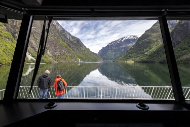 The view from the bridge is normally filled with tourists, but on this journey Agnar and Lena Dahl were the only two tourists on board as they celebrate their 30th wedding anniversary on the electric...