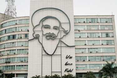A mural of Camilo Cienfuegos in Plaza de la Revolucion (Revolution Square).