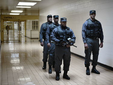 A squard of 'CERT' officers at Georgia Diagnostic and Classification Prison. CERT officers handle internal security at the facility.