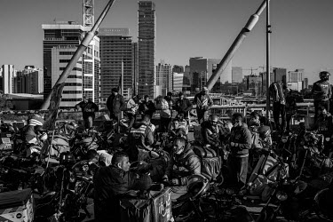 Delivery drivers protest to demand better working conditions for those who work for app-based food delivery platforms amid the COVID-19 pandemic in Sao Paulo. With the economic crisis caused by the co...