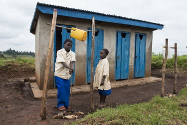 Pupils wash their hands after using the school's toilets.